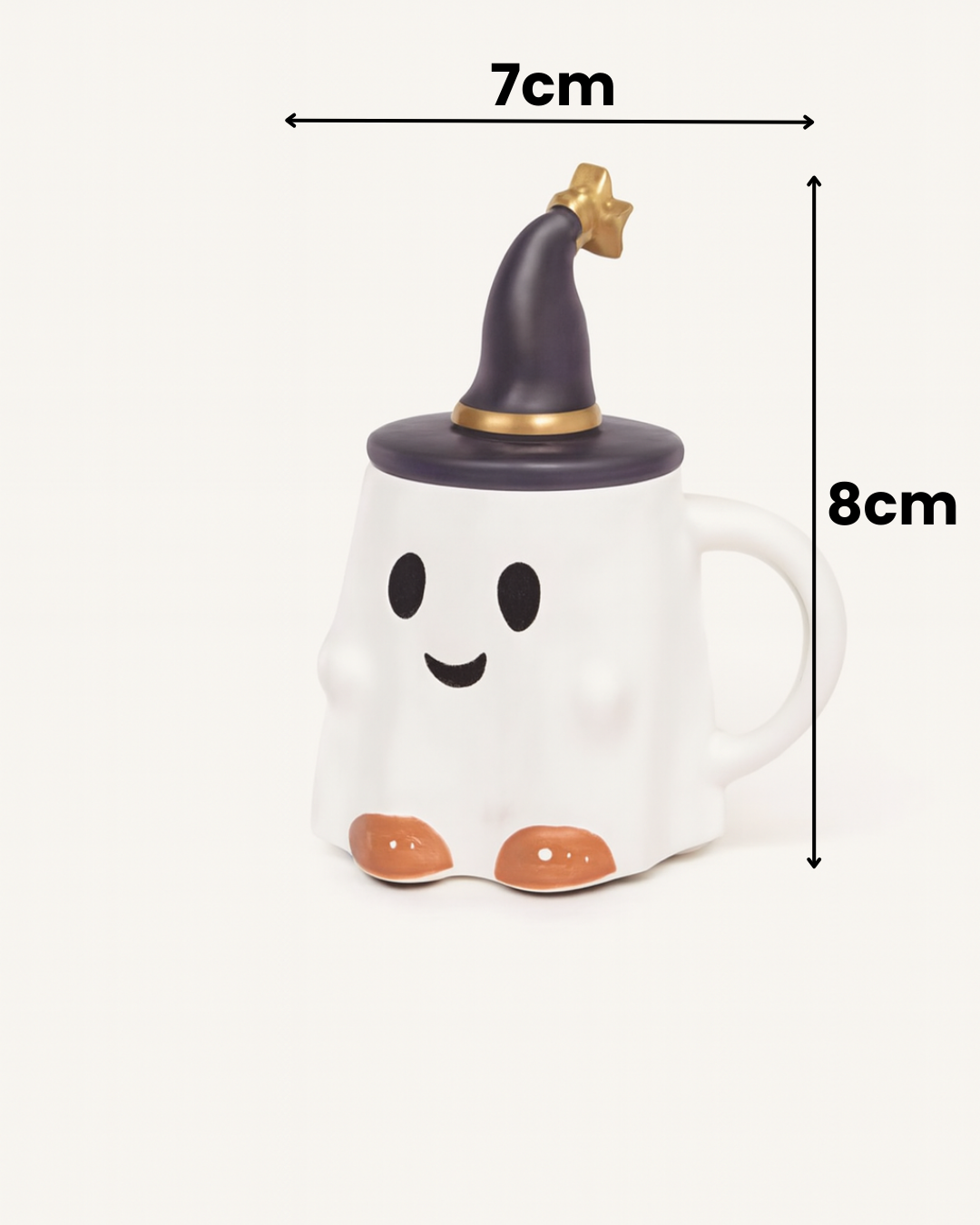 Ghost Ceramic Mug with Lid – Coffee, Tea & Milk Cup
