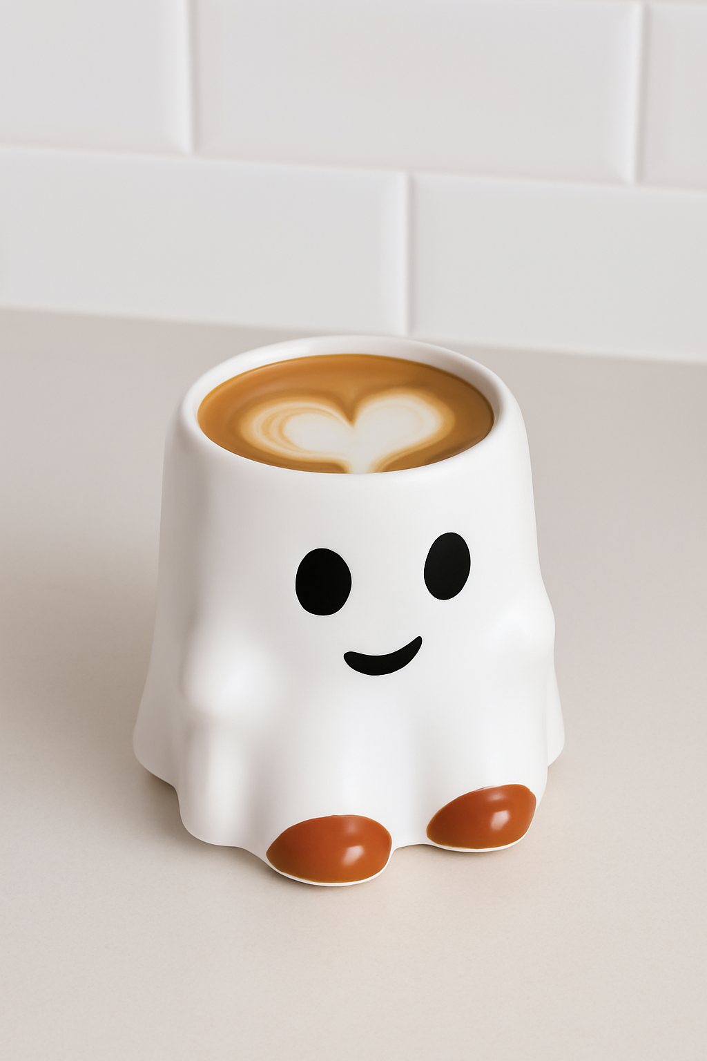 Ghost Ceramic Mug with Lid – Coffee, Tea & Milk Cup