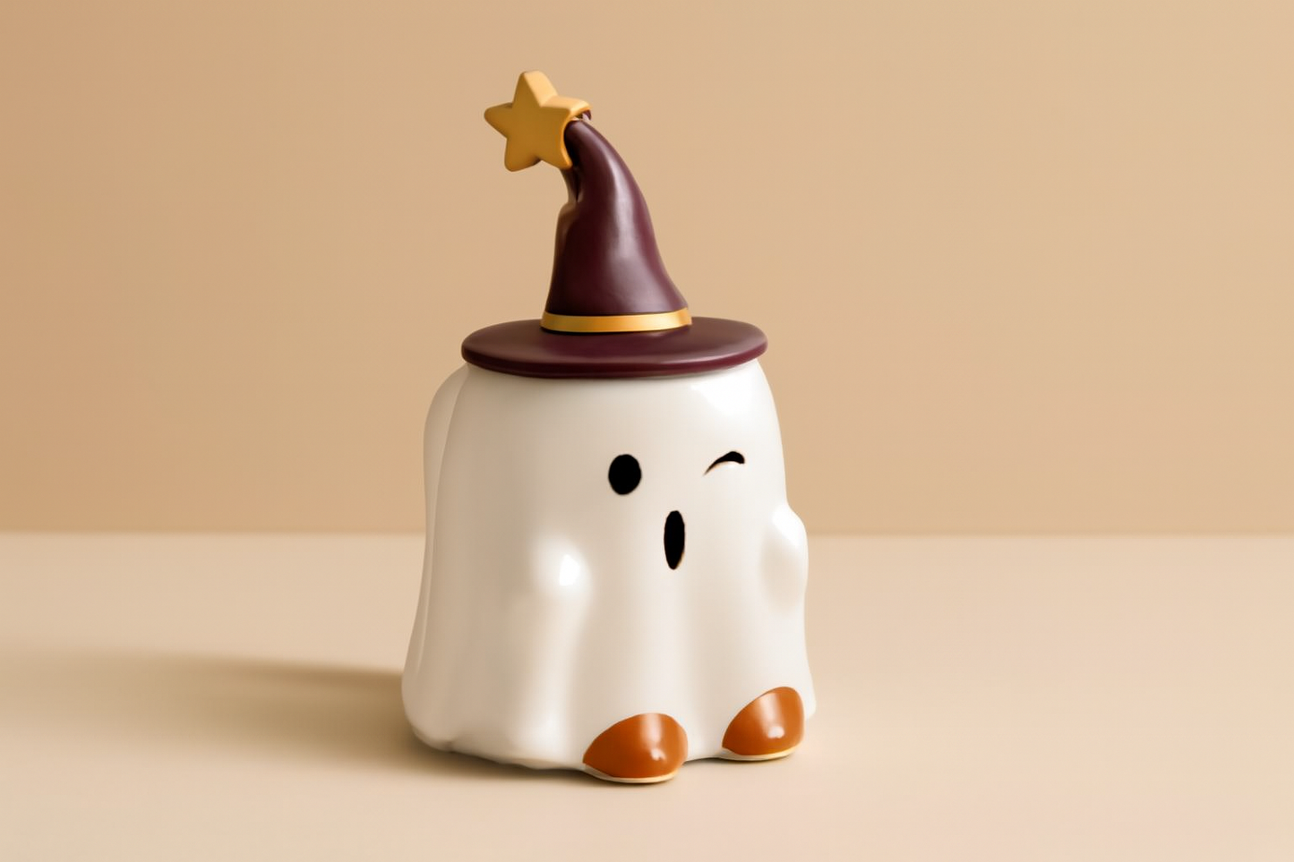Ghost Ceramic Mug with Lid – Coffee, Tea & Milk Cup