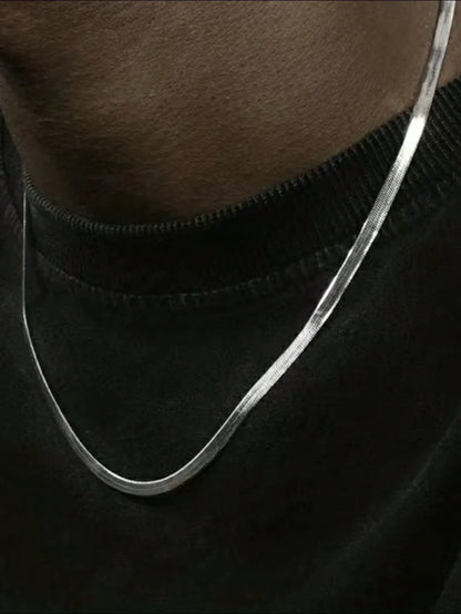 Snake Chain Gold Plated Stainless Steel Flat Necklace 3mm Fashion Choker Hip Hop Herringbone For Men Women Gift Jewelry