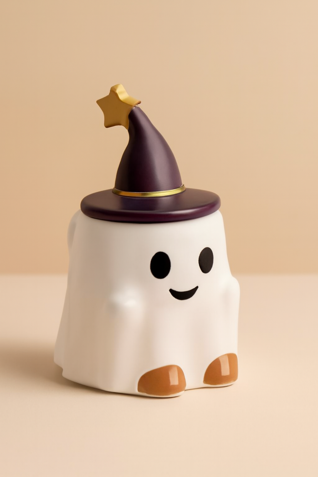 Ghost Ceramic Mug with Lid – Coffee, Tea & Milk Cup